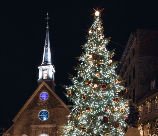 Large Christmas Tree in front of Church